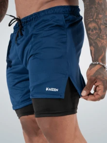 Sport Revolution Men's 2-In-1 Bermuda Shorts With UV+20 Protection – For Maximum Performance In Your Workouts - 藍色 - 查看 5