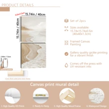 1 pictură modernă pe perete, superb Art Deco bej, imprimare abstractă pe pânză - design Wabi-Sabi cu valuri, imprimare abstractă cu peisaj de pe țărmul mării, pictură murală pentru intrarea pe hol - artă murală cu scenă de plajă, înrămată sau neînrămată, decor cameră, Ecor, decor modern pentru apartamente din căminul universitar, cadouri pentru decorarea pereților în hotel, casă, living, dormitor, baie și birou