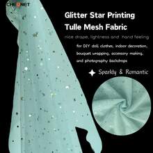 Cinta de tul suave con lentejuelas con forma de estrella y luna CHEONET para decoración de fiestas, manualidades DIY, telón de fondo de boda, decoración de escenario, costura y malla - Multicolor - Ver 12