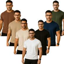 Kit 7 Men's T-Shirts 100% Cotton Shirt Blouse - Nhiều màu - Xem 13