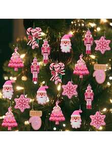 16/20pcs Pink Gingerbread Man Christmas Tree Hanging, Christmas Decoration, Christmas Tree Hanging Decoration Set, For Christmas Tree Decoration, Christmas Party, Home Decoration, Wedding, Shop Window, Indoor And Outdoor Decoration