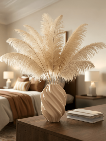 1pc Moderne Curved Plastic Flower Vase Artificial Pampas Grass, Minimalist Home Grijs Twist Tafel Centerpiece Wedding, Living Room, Office Bureau ation, Ho warming Room Glass view 4