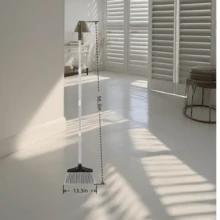 Broom And Dustpan Set With Long Handle And 6 Bonus Cleaning Tools, Upright Standing Combo With Self-Cleaning Teeth & Windproof Dustpan For Pet Hair, Home, Kitchen, Garage, Apartment - Chổi đơn màu đen và xám - Xem 9