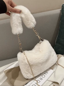 1 件毛绒手提包，时尚手提包，蓬松高端小包 - 彩色 - 查看 10