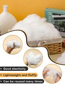 1 Set Of 80/130/260/500/900g Filling, Ultra-Fine Down Cotton, Vacuum Compressed Woven Silk Cotton, Polyester Filling, Suitable For Pillows, Throw Pillows, Plush Toys Stuffing - White - View 3