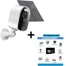 1个太阳能无线户外安防摄像头，4MP/2K超高清，LED彩色夜视，移动侦测，双向语音，WiFi，5000mAh电池，适用于户外监控，摄像头配件，App控制
