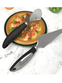 1/2 件套不锈钢披萨擀面刀、披萨切刀、披萨铲、不锈钢披萨套装、厨房披萨切刀、披萨、披萨切片刀、不锈钢披萨切割器，适用于披萨块、华夫饼、三明治和蛋糕，圆形刀适用于厨房、户外、餐厅、家庭使用，圣诞节、万圣节、感恩节等场合。 - 黑色 - 查看 10