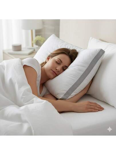 Premium 50x70cm Breathable Silicone Fiber Quilted Bed Kussen Ultra Zachte Hypoallergenic Sleep Support Cooling Mesh Sides Made In Turkey view 5