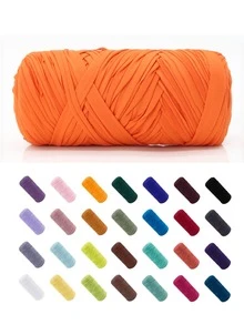 Hilo de camiseta premium - 200g/Pc Hilo elástico de alta calidad, hilo de poliéster suave y elástico para proyectos de ganchillo vibrantes, ideal para decoración del hogar, manualidades DIY como tejido DIY, proyectos de ganchillo, bolsos tejidos a mano, cestas, mantas, alfombras, zapatos, pantuflas, cojines y muñecas, hilo multicolor | Hilo de poliéster | Hilo acrílico | Accesorios de punto