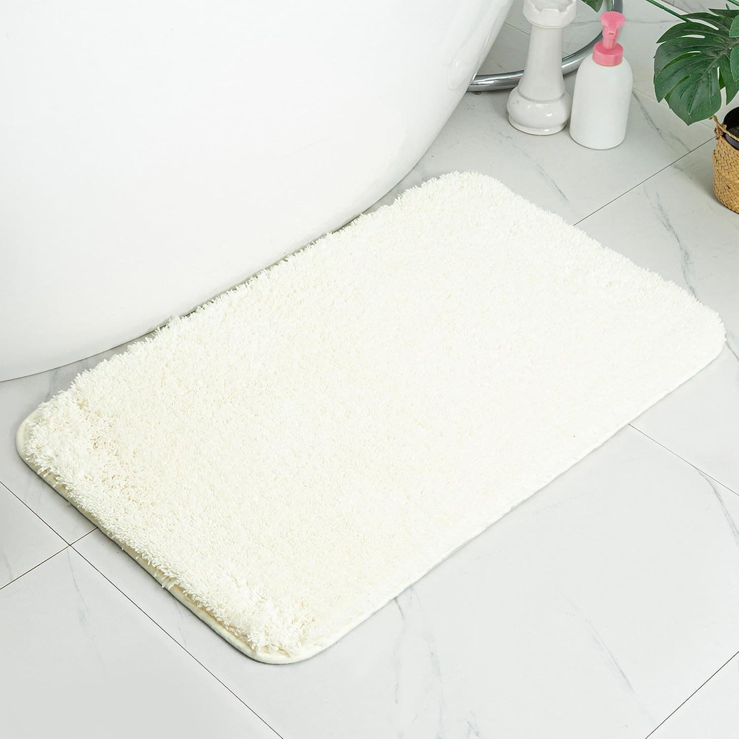 Kynley Tapete de banho antiderrapante, tapete felpudo, multifuncional, tapete para banheiro, cozinha, portas de entrada, corredor, quarto, sala de estar, extra macio, 40x60/50x80/50x120 cm, ✅ Envio para a Espanha em 48/72 horas - Branco cremoso - Ver 1