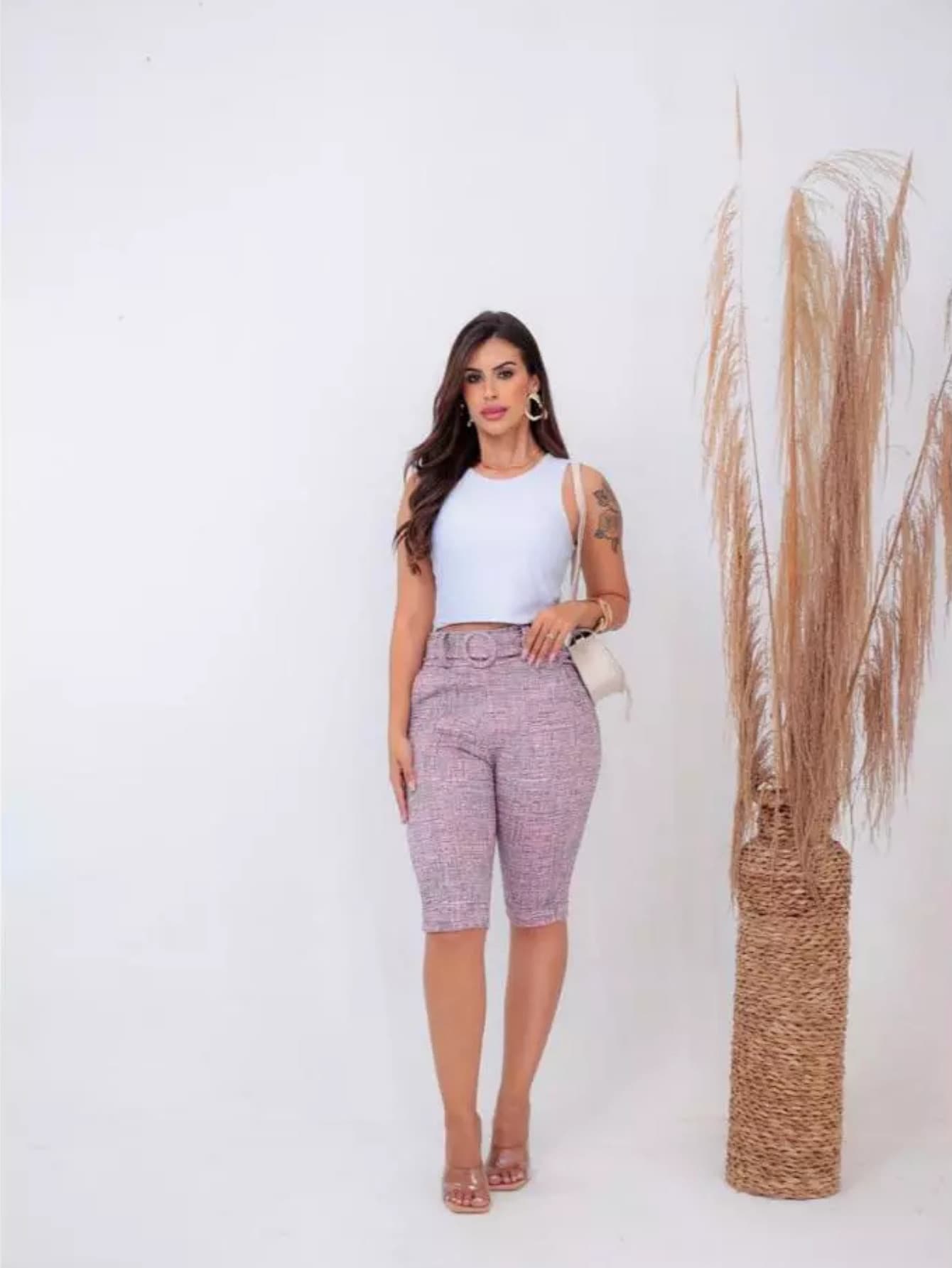 Simple Pocket With Belt Beach Stage And Concert Night - gris con rosa - Ver 1