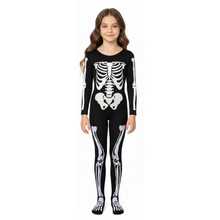 Disfraz De Calavera Niña + Mallas De Calavera, Grueso, Body - Blanco y Negro - Ver 2