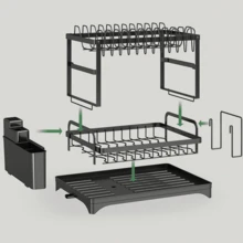 2-Tier Dish Drying Rack, Kitchen Dish Organizer With Chopstick And Cutting Board Holder - Multicolor - View 8