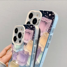 Colorful Ice Cubes Floating Bubbles Pattern Phone Case For IPhone 15 Pro Max | Shock-Resistant Protective Cover |  And Unique Design - trắng - Xem 3