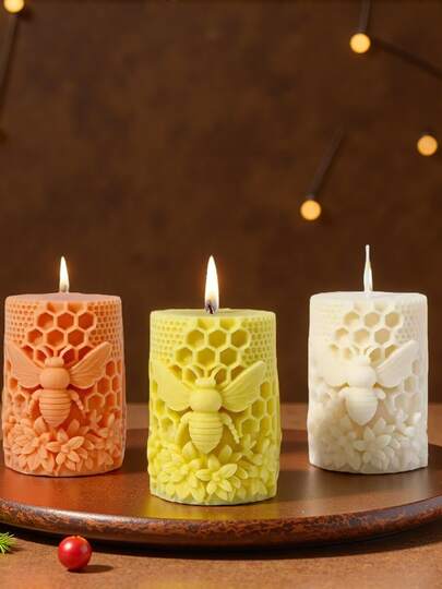 Beeswax Candle, Cylindrical Candle, Romantic Smokeless Fragrance Honeycomb Beeswax Candle, Beeswax Candle Gift