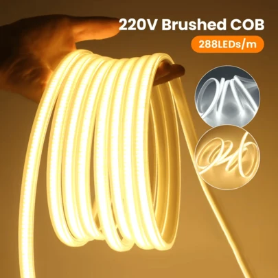 1pc Neon COB LED Strip, 288led/M High Density Outdoor/Indoor COB LED Rope Strip Plug Flexible LED Strip, Home LED Strip, Cabinet Light, Cabinet Light, Dressing Mirror Light Strip, Dressing Table Lamp Strip, TV Backlight, Sofa Light, Cold White Light/Warm White Light, Suitable For DIY, Bedroom Garden Christmas, Kitchen Cabinet, Closet Decoration, Cabinet Lighting, Home Decoration, Modern Lighting