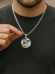 Personalized Photo Engraved Necklace, Custom Picture Engraving, 18k Stainless Steel Necklace ,Gold /Sliver Portrait Pendant, Personalized Family/Pet Jewelry, Perfect Gift,Gold,Stylish,Colorful,Vintage,Simple,Unisex,Casual,Cuties,Custom,Personalized,Unique,Ideal Gifts For Him,Ideal Gifts For Her,Her,Boyfriend,Girlfriend,Dad,Mom,Family,Friends,For Anniversaries,For Birthdays,For Graduation,For Prom,For Party,School Supplies,Back To School,For Office,For School,For Classroom,For Teacher Gifts,For University,For Colleague,For Dorm Rooms,For Teacher,For Boys And Girls,For Teenagers,Junior High School Students,Middle School Students,High School Senior High School Students,College Students,University Students,Freshman,Sophomore,Underclassmen,Chic Autumn,Delicate Romance - Multicolor-corner Chain - View 15