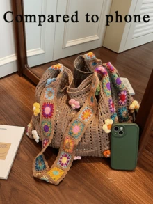 Women's Boho Embroidery Crossbody Bag Crochet Beach Bags For Women Hollow Out Crochet Knit Shoulder Bag Crochet Tote Bag Crochet Knit Boho Shoulder Bag For Women, Hollow Out Embroidery Crossbody Bag Tote Handbag For Sending Friends Shopping, Dating, Thanksgiving Dinner Purse - Nhiều màu - Xem 9