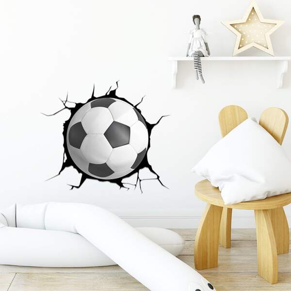 Broken Wall Football Stickers Children's Room Kindergarten Porch Home Wall Decoration Wall Stickers For Home Decor Room Decor Bedroom Decor Kitchen Decor