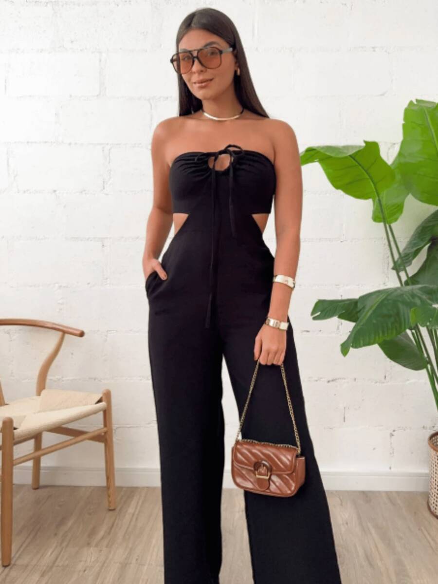 Women's Multi-Shape Pantaloon Jumpsuit - Black - View 1