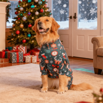 Christmas Dog Pajama, Funny Christmas Dog Costume, Christmas Puppy Pajama, Christmas Puppy Clothes, Dog Jumpers, Puppy Christmas Gift, Dog Outfits, Dog Clothes, PJ For Small Medium Large Dogs, Ultra Soft And Stretchable, All Over Print-Christmas Pattern, S-6XL