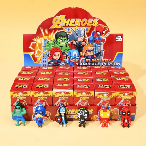 Marvel 6pcs/12pcs/24pcs Marvel Superhero Blind Box Keychain Set - Includes Spider-Man/Iron Man/Deadpool & Friends | Ideal For Parties And Surprise Gifts | Vibrant Character Designs, Party Favor Keychains | Discreet Gift Box | Plastic Material
