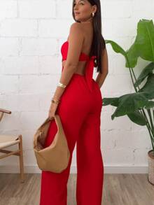 Women's Multi-Shape Pantaloon Jumpsuit - Red - View 2