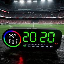 This LED Digital Clock Features Adjustable Brightness, Date And Temperature Display, USB Connectivity, And Is Suitable As A Sports/Fitness Timer Alarm Clock For Home And Office Use. It Also Has A Snooze Mode, Voice Control Mode, And Day/Night Mode Switching Function. - 彩色 - 查看 7