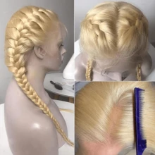 Uveous 34Inch 613 Lace Front Wig Human Hair 13x4 13x6 HD Transparent Lace 200% Density Straight Brazilian Blonde Wig Human Hair Pre-Plucked With Baby Hair Halloween Season - S613 - 查看 5