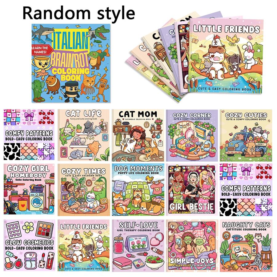 1/3/5/10pcs Random Adult Coloring Books (21*21cm), Various Random Possibilities, Thick Paper Non-Transparent, Clear Lines Easy To Color, Includes Cats & Dogs, Sweet Girls, Fantasy Adventure, Simple & Comfortable Patterns, DIY Coloring Helps Develop Thinking, Suitable For Autumn/Winter, Stationery, School Supplies, Drawing & Coloring, Christmas Gifts.
