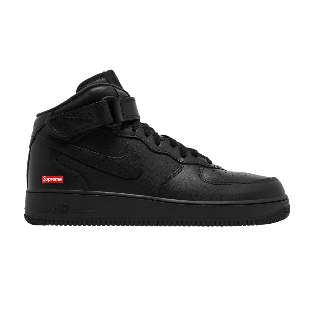 Nike X Air Force 1 Mid 'Box Logo - Triple Black' (Unisex) Black/Black/Black FZ8784-001 Autumn New - 黑色 - 查看 1