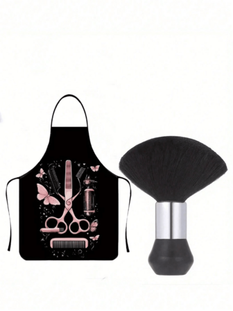 Hair Dye Cape & Barber Duster Set (2 Pieces) - Waterproof Styling Apron And Soft Bristle Brush For Salon, Home Barbering & Beard Grooming Supplies