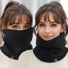 1 件装男士纯色涤纶颈部保暖围巾，保暖内衬，厚款保暖围巾，适合秋冬季