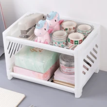 1 件装双层桌面收纳架 - 长方形桌面收纳架，双层设计，带可拆卸隔板，哑光表面处理，多用途塑料收纳架，PP材质，适用于办公用品、化妆品、厨房用品、文具、配件、浴室用品、调料架等，哑光表面，通风设计，垂直收纳架 - 彩色 - 查看 15