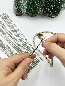 4mm Large Eyed Needle, Stainless Steel Drawstring Threader, Suitable For Sewing, Hoodies, Pants, Bags And Crafts - Silver - View 1