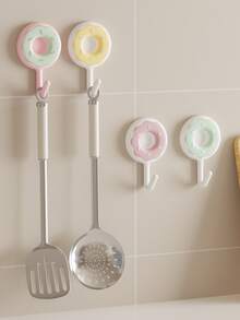Donut-Shaped Hooks - 5 Colors, Adhesive Type Without Nails, No Need To Drill Holes For Hanging Storage Racks (Pink, Blue, Green, Yellow, Burgundy). No Rust, No Deformation, No Yellowing. - Multicolor - View 6