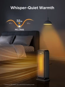 Pelonis Electric Space Heater, Portable Oscillating Ceramic Tower Heater With Adjustable Thermostat, Remote Control, Tip-Over & Overheat Protection, Energy Efficient Fast Heating Fan, Quiet Operation, Digital LED Display, Timer, Indoor Home Office Bedroom Living Room Use, Black Modern Design, Compact Heater For Winter Warmth. - Xem 6