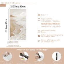 1 pictură modernă pe perete, superb Art Deco bej, imprimare abstractă pe pânză - design Wabi-Sabi cu valuri, imprimare abstractă cu peisaj de pe țărmul mării, pictură murală pentru intrarea pe hol - artă murală cu scenă de plajă, înrămată sau neînrămată, decor cameră, Ecor, decor modern pentru apartamente din căminul universitar, cadouri pentru decorarea pereților în hotel, casă, living, dormitor, baie și birou