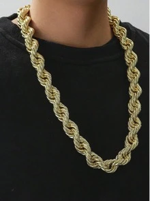 1pc Thick Braided Chain Necklace, Unisex Hiphop Style, Suitable For Travel, Holiday, Party, Valentine's Day, Father's Day