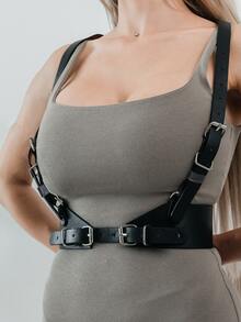 Leather Wide Belt,Punk Fashion Harness Belts, Accessories For Party Dating Leather Harness Belt For Women - Black - View 11