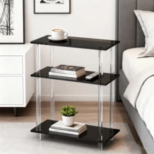 三层亚克力床头柜，透明沙发边桌，简约清晰的设计，适合小空间，办公室，卧室，客厅，书房 - 彩色 - 查看 11