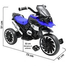 Joykoo Moto Montable Eléctrica para Niños Triciclo Híbrido con Luces y Sonido Recargable 6v Soporta hasta 30 kg - Azul - Ver 5