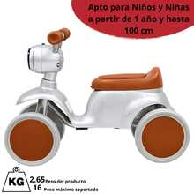 Joykoo Montable Correpasillos para Niños con Luz y Sonido Coche Musical Apto a Partir de 1 año y Soporta hasta 16 kg - Plateado - Ver 4