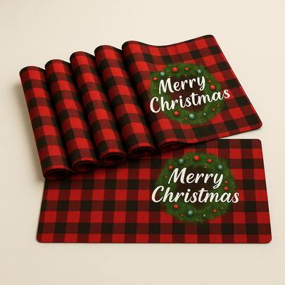 Kit 6 Ou 4 Peças De Jogo Americano 30X45CM Retangular Decorativo Estampas Natalinas Descanso De Mesa