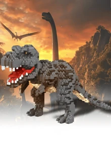 1500pcs Jurassic Era Dinosaur Cartooon Dinosaur DIY 3D Assembly Creative & Educational Stress Relief Building Block Model Decor, Gift For Dinosaur Lovers, Holiday & Birthday - Multicolor - View 3