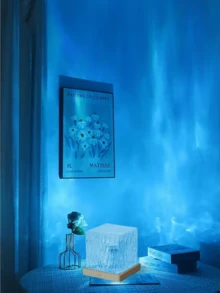 1pc Northern Lights Night Light Projector, USB Powered LED Night Light With Dimmable Function, 16 Colors Gradient Glowing Dark Cube Ambient Galaxy Projector, Perfect For Bedroom, Party, Home Decor, Holiday Decoration Lighting - Multicolor - View 4