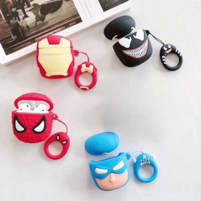 Marvel 1pc Marvel Superhero Series Earphone Case Set: Spider-Man, Iron Man, Cute Cartoon Silicone Protective Case, Fashionable & Adorable, Shockproof & Dustproof, Loved By Children & Teenagers! Marvel Spider-Man Apple Bluetooth Earphone Case For 2/4 Gen, Iron Man Cartoon Protective Cover