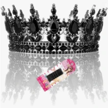 Women's Golden Glittering Bride's Rhinestone Crown Crystal Queen Headpiece, Wedding Bride's Hair Accessory, Suitable For Birthday Parties, Balls, Cake Decoration, Halloween, Christmas And Photo Booth Props (With Crown Holder)