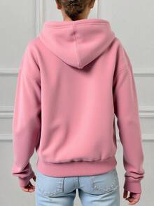 Sudadera con capucha para mujer - Estilo versátil, diseño relajado, suave y cómodo - Sudadera básica con bolsillo canguro, ideal para primavera, otoño y uso diario - Perfecta para combinar con shorts, jeans o leggings - Caucho rojo - Ver 2