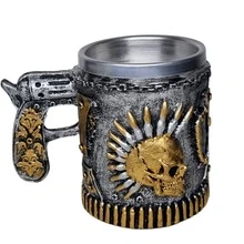 Caneca de Chopp Cerveja Punk Caveira Rock Decoração Casa Bar - Prata - Visão 7